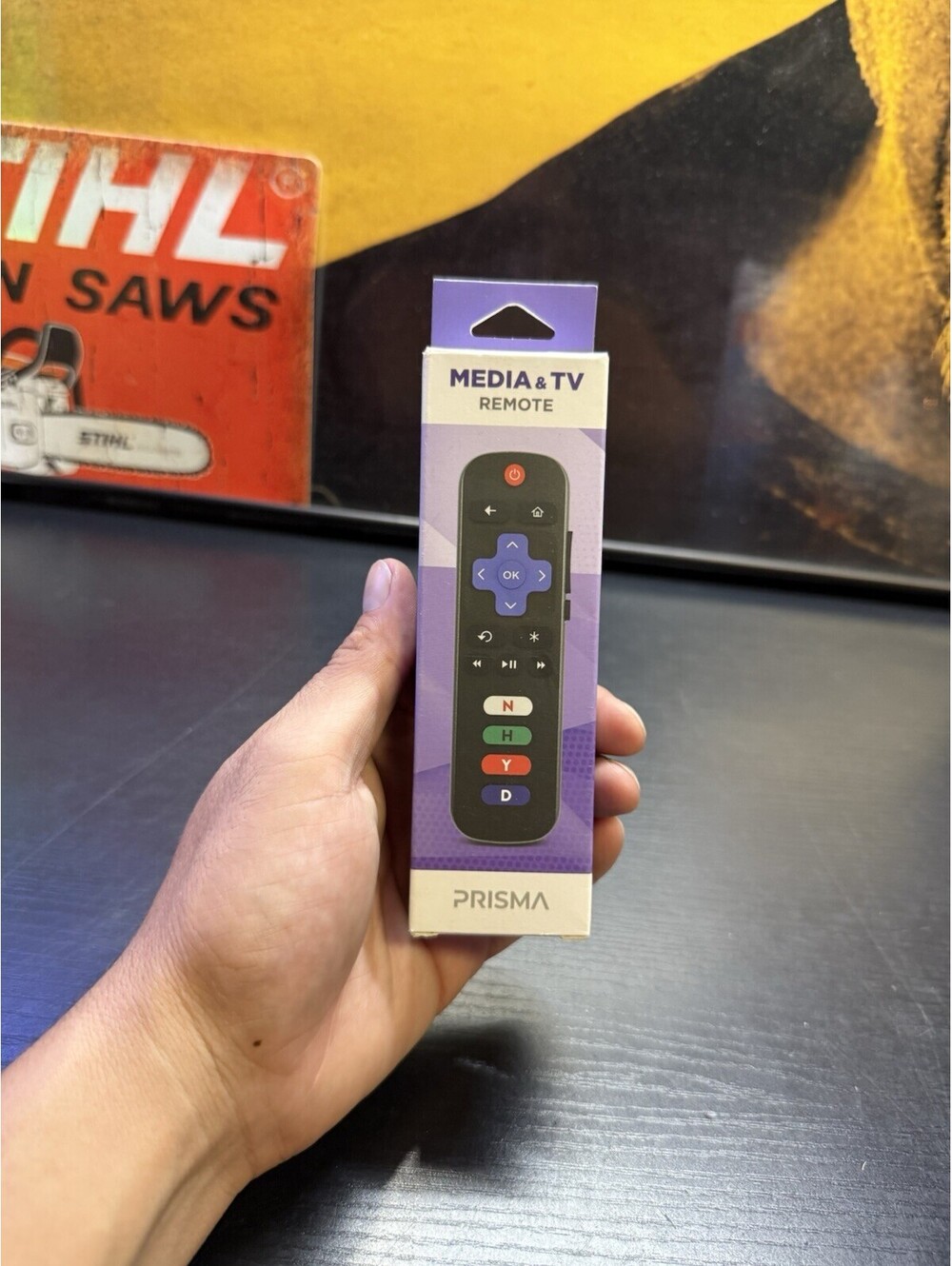 PRISMA Media & TV Remote Control for Roku TV Black Purple App Shortcuts New